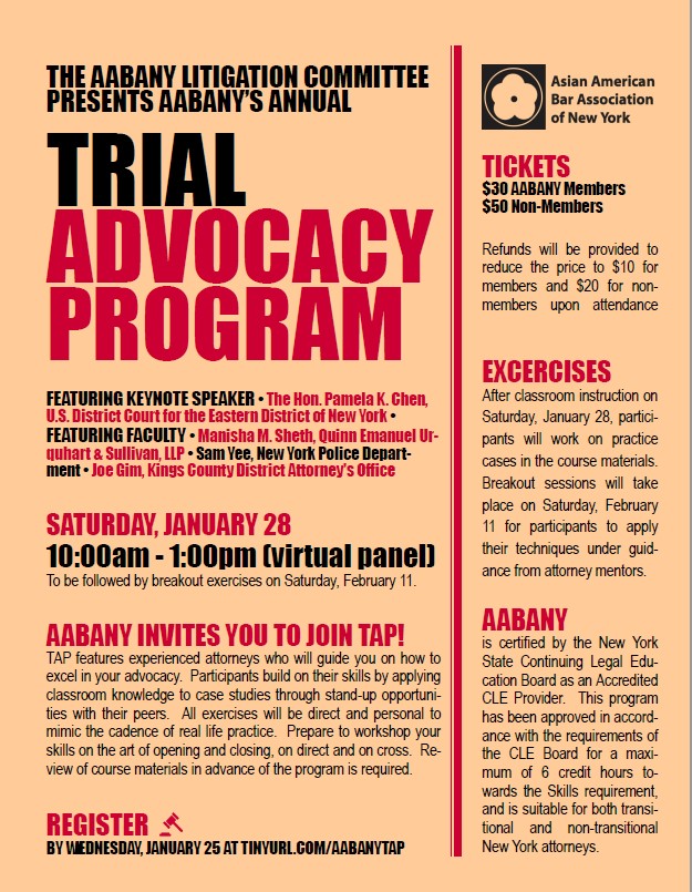 AABANY Announcements: February 7, 2022 - Asian American Bar Association of  New York
