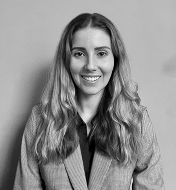 black and white headshot of Stephanie