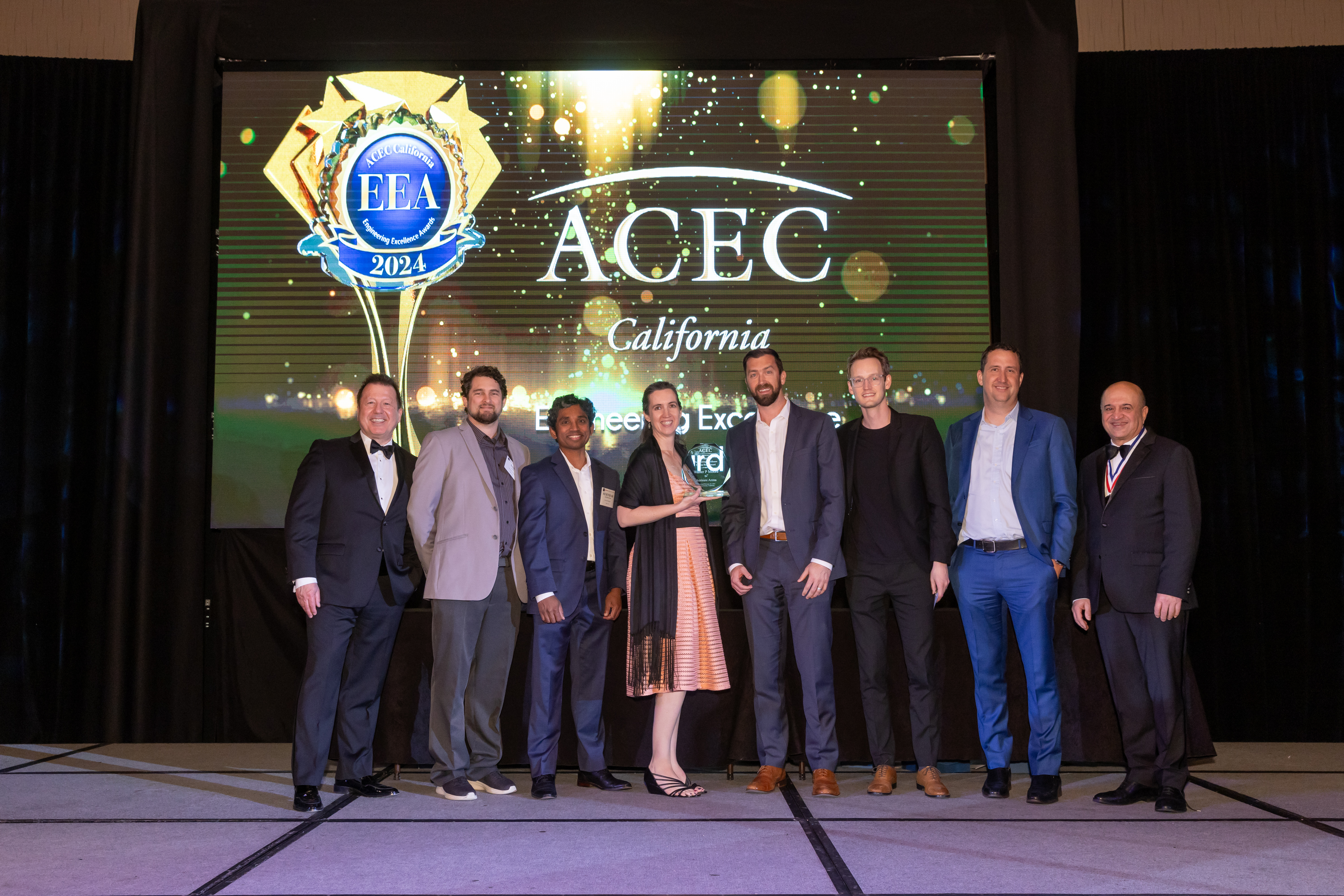 Golden State Award Winner Walter P Moore accepting award on stage