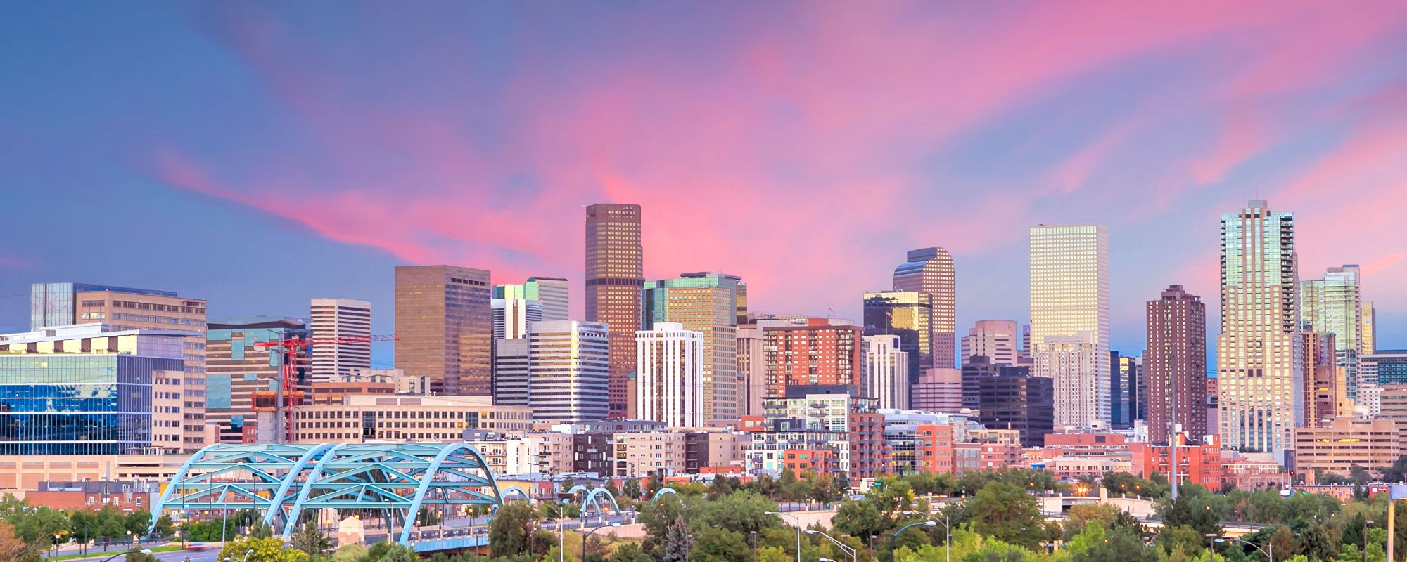 Denver skyline at twilight