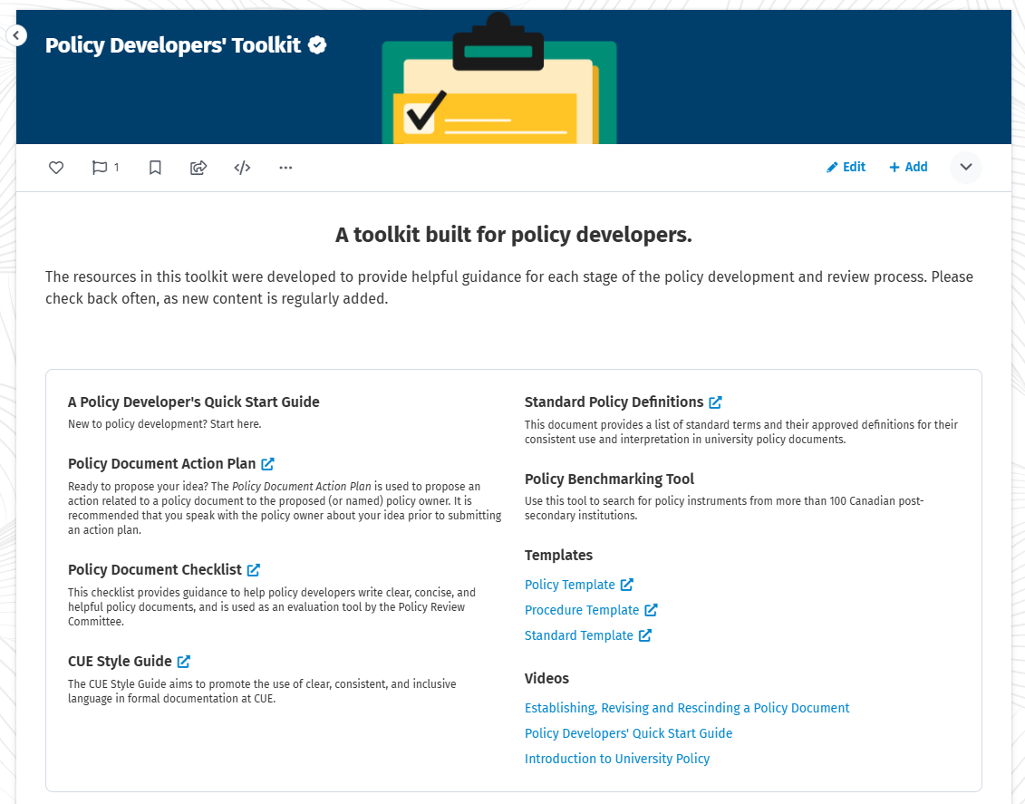 Policy Developers' Toolkit website capture
