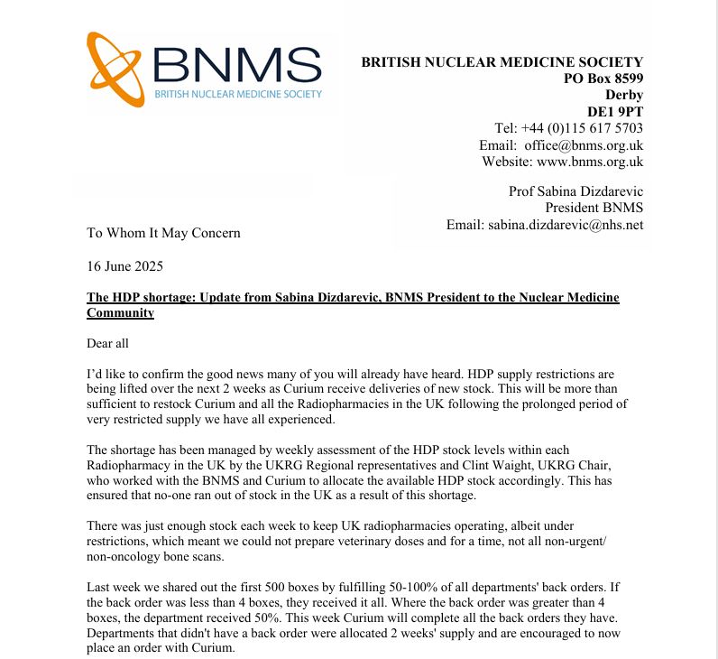 HDP Shortage letter letter