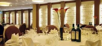 Photo with tables decorated and set nicely for dinner