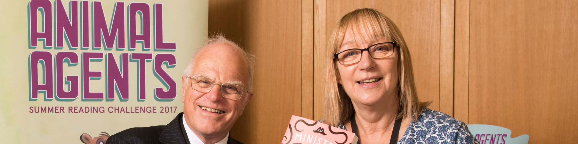 Lord Graham Tope CBE and Gill Furniss MP at the launch of the Summer Reading Challenge at the Houses of Parliament