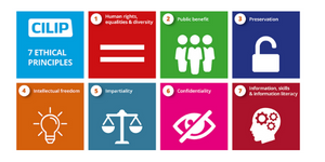 Illustration of CILIP's 7 Ethical Principles