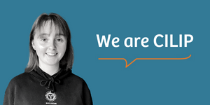 Banner with photo of young woman and text stating We are CILIP