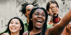 Photo of multicultural group of young people