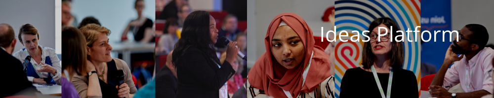 Photos of various people speaking at the 2019 CILIP Conference with the text Ideas Platform overlaid