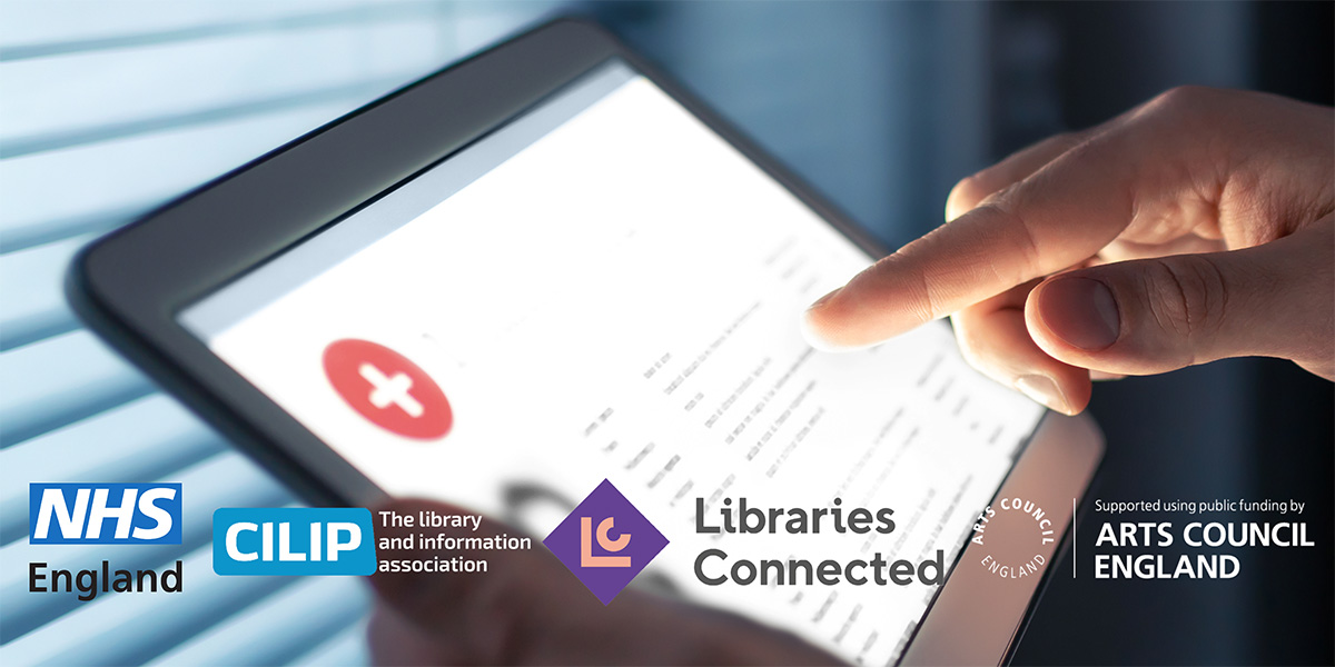 Banner image of someone accessing their medical health records with an ipad, including an NHS logo overlaid 