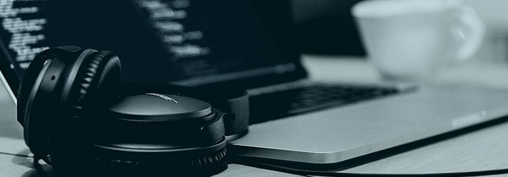 Photo with laptop and headphones