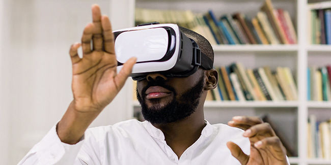 man in virtual reality headset