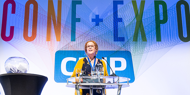 CILIP President Kate Robinson speaking at a conference