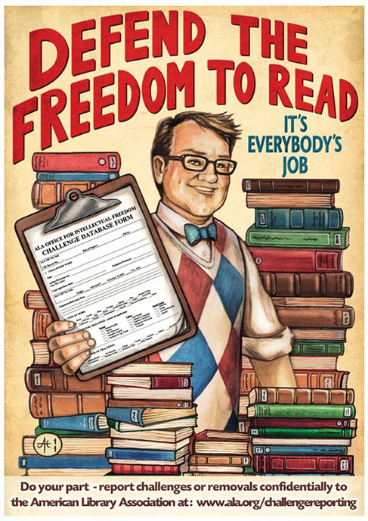 American Library Association poster: Defend the freedom to read: it's everybody's job