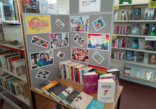 LGBT+ History Month display at Brighton & Hove Libraries