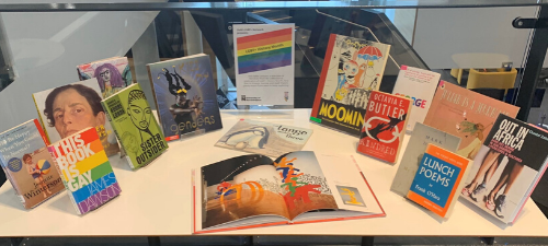 LGBT+ History Month book display at University of Northamptonshire Library
