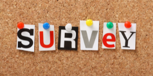 survey sign on pinboard