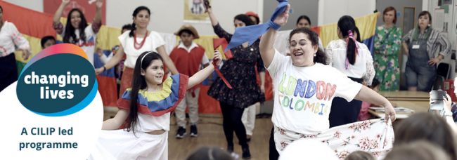Changing Lives: A CILIP led programme with photograph of community activities taking place in public library