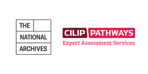 Logos for The National Archives and CILIP Pathways alongside each other