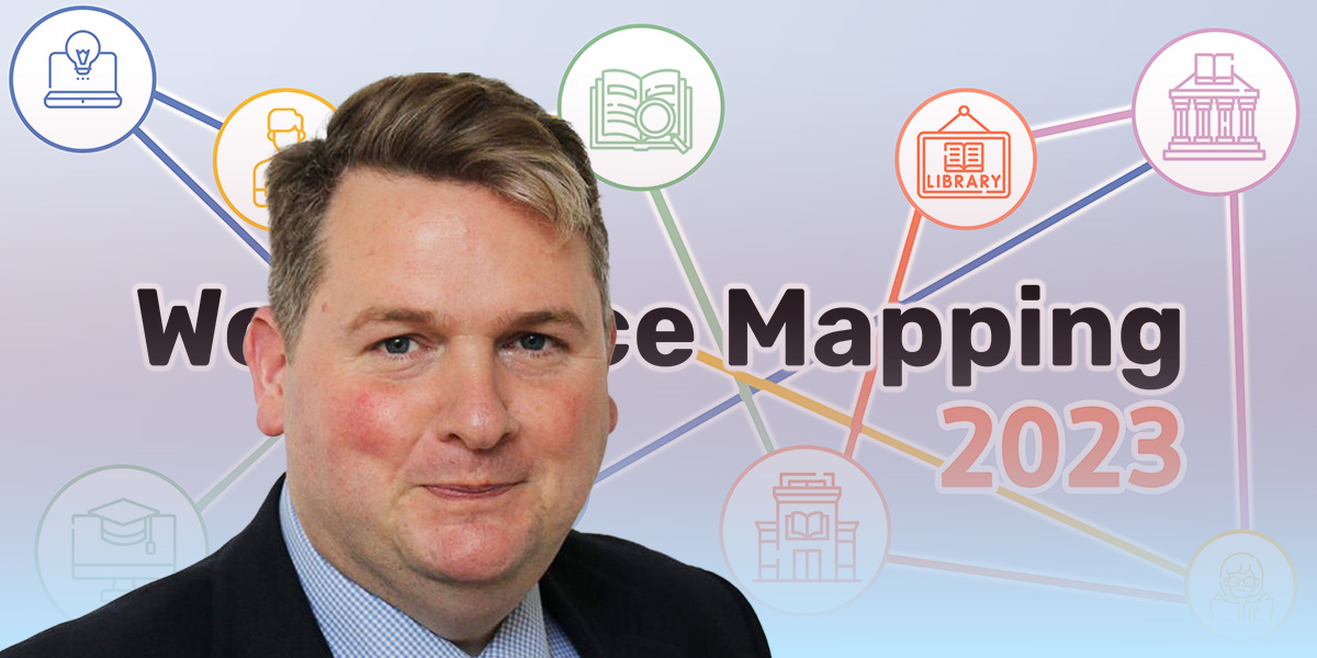 Banner image of workforce mapping logo with a portrait of Nick Poole in front