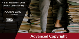 Advanced Copyright Training, Naomi Korn and CILIP logos