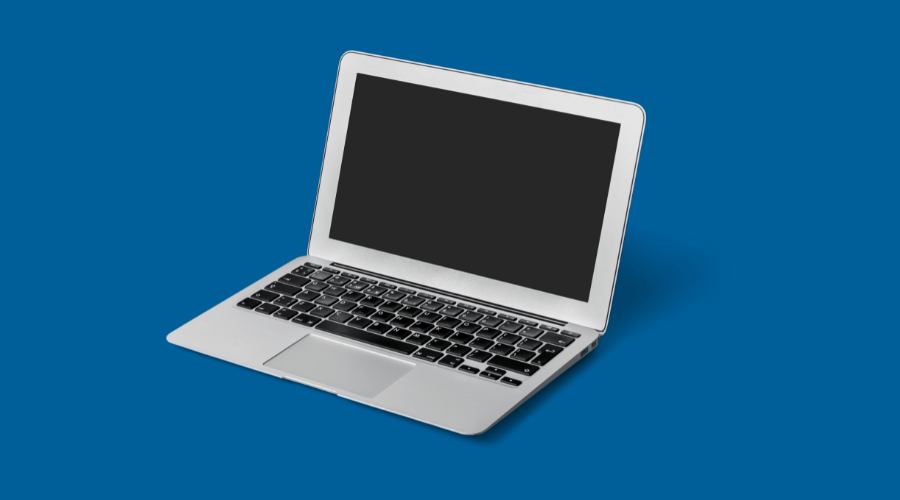 Laptop on a blue background