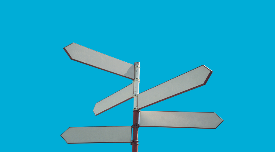 Sign post on a blue background
