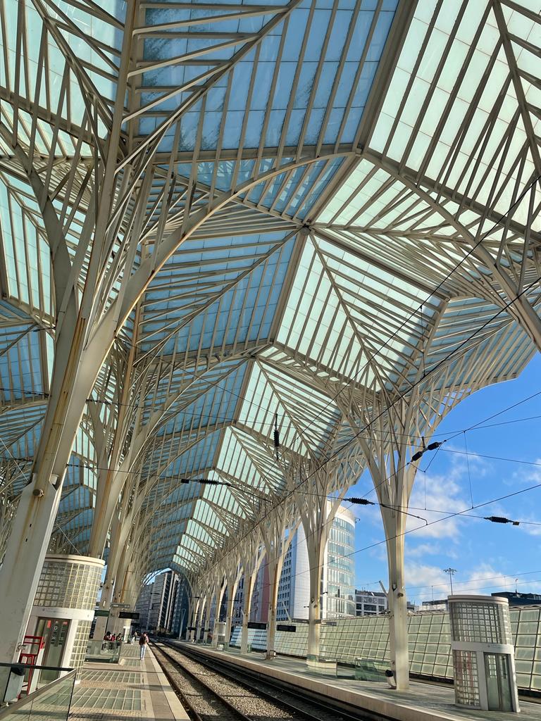Image description: Roof of the Oriente station, designed by architect Santiago Calatrava for the 1998 Expo in Lisbon