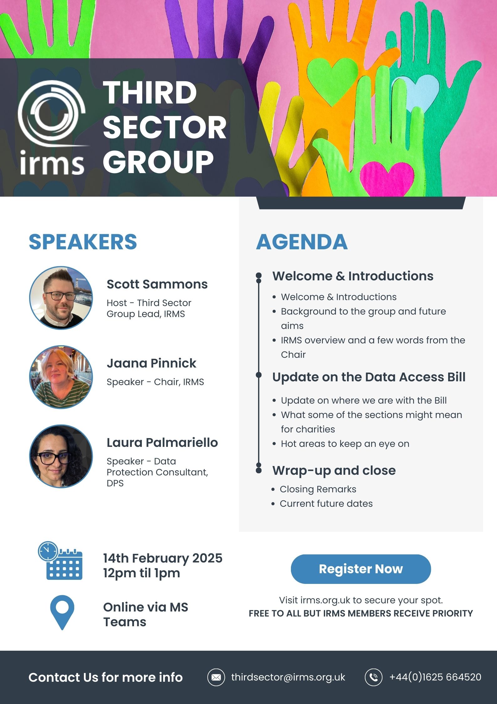 Welcome to the IRMS Third Sector Group. To Register to attend please click anywhere on this image.