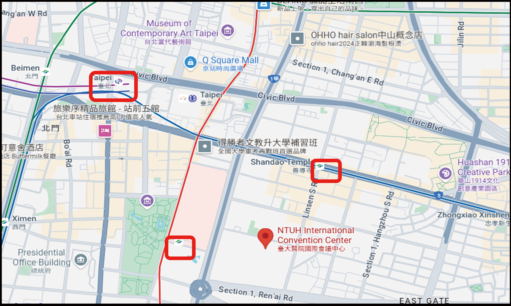 Taipei map around NTUH ICC