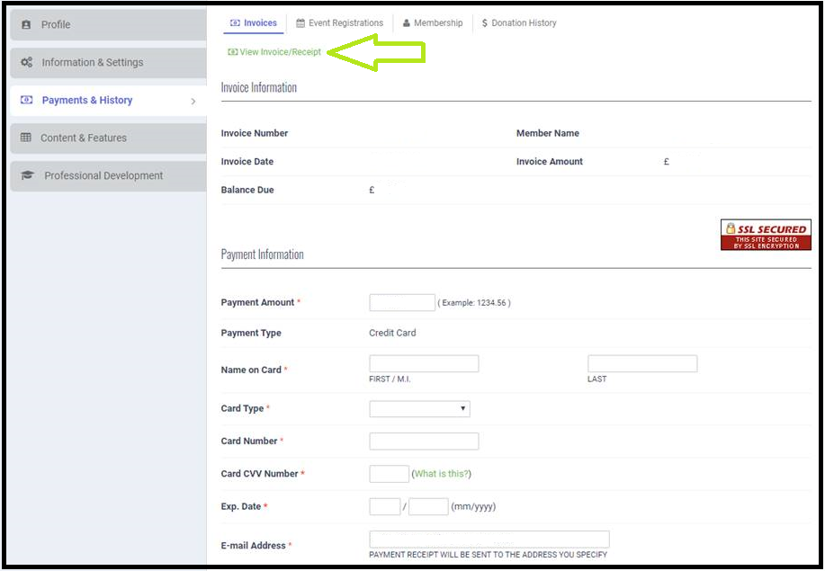 Profile - Payments & History