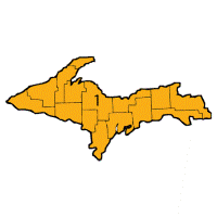 2D map of Michigan showing NASW-MI's Region 1 location