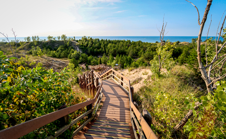 stairs leading to the beach at Indiana Dunes National Park