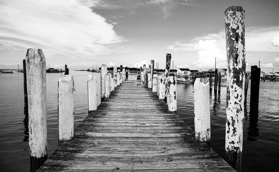 Chesapeake Bay, old wooden dock.