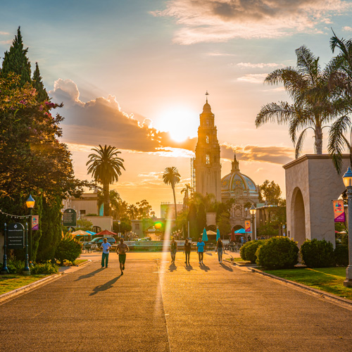 San Diego Street at sunset.