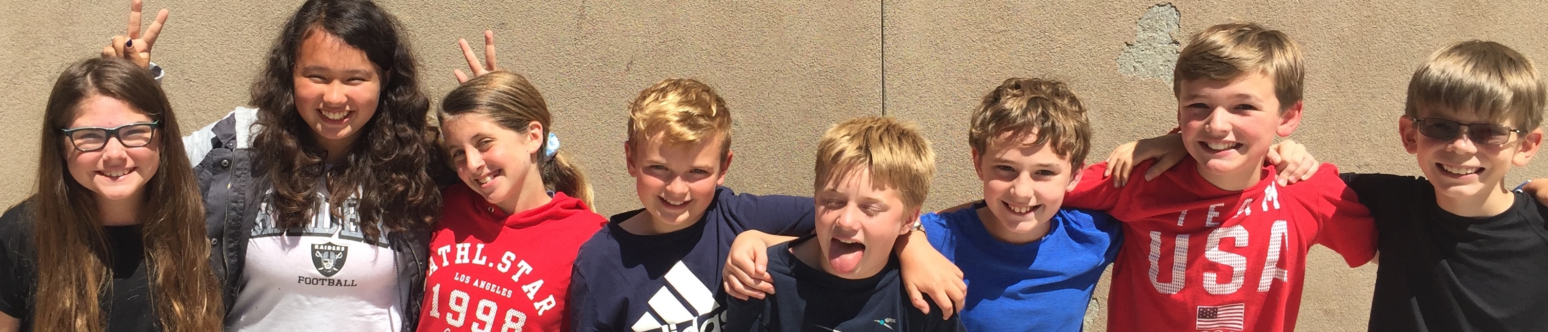 line of students laughing